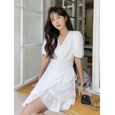 V-neck bubble sleeve Dress women's summer