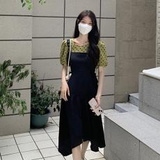 Two false bubble sleeve dress female summer