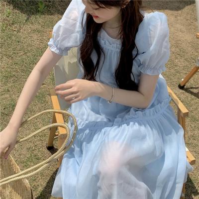 Yuanqi girl summer super fairy salt is a small number of bubble sleeve palace style dress sling