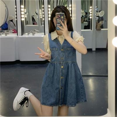 Denim vest Dress summer 2022 new cute age reduction V-neck loose high waist thin age reduction skirt women