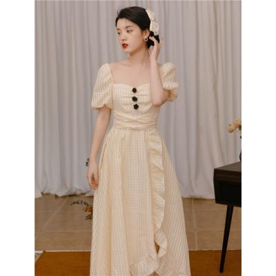 Retro French palace romantic flounces fairy dress Port wind pure desire royal sister dress