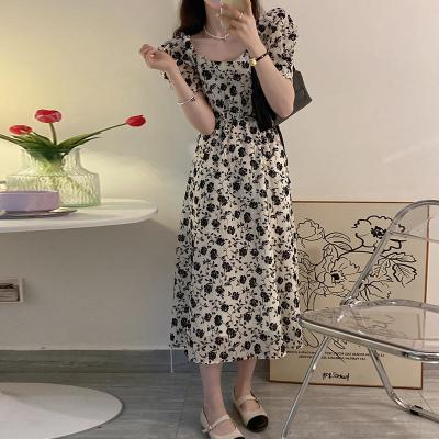 Bubble sleeve floral dress