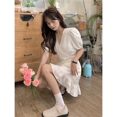 V-neck bubble sleeve Dress women's summer