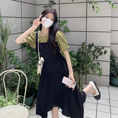 Two false bubble sleeve dress female summer